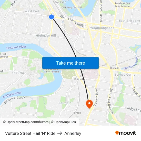 Vulture Street Hail 'N' Ride to Annerley map