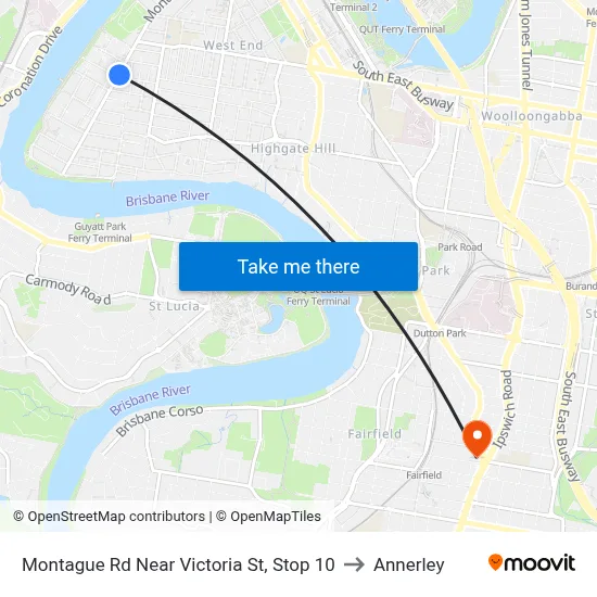 Montague Rd Near Victoria St, Stop 10 to Annerley map