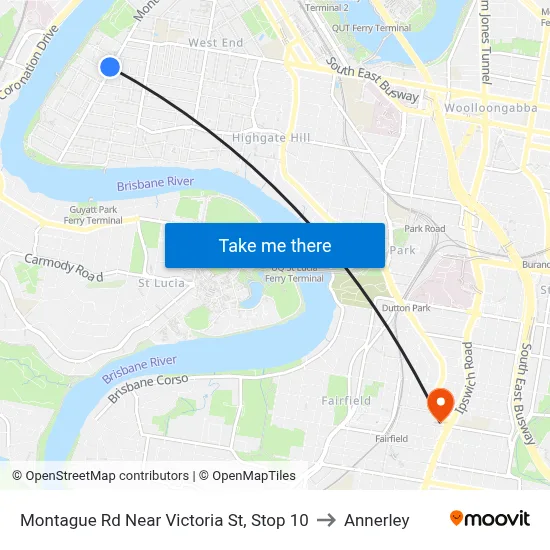 Montague Rd Near Victoria St, Stop 10 to Annerley map