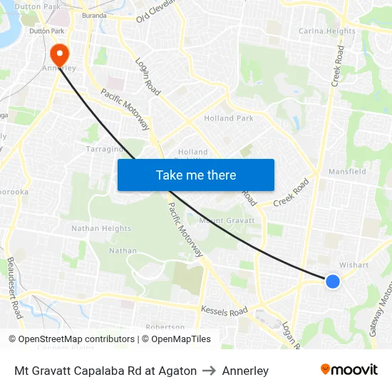 Mt Gravatt Capalaba Rd at Agaton to Annerley map