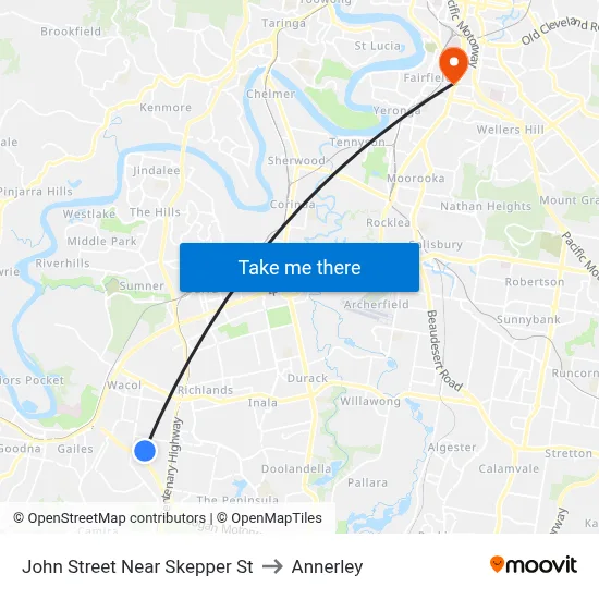 John Street Near Skepper St to Annerley map