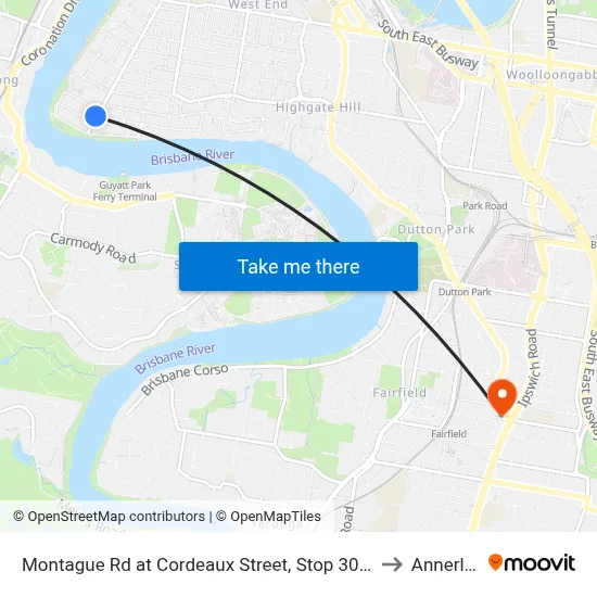 Montague Rd at Cordeaux Street, Stop 30/14 to Annerley map