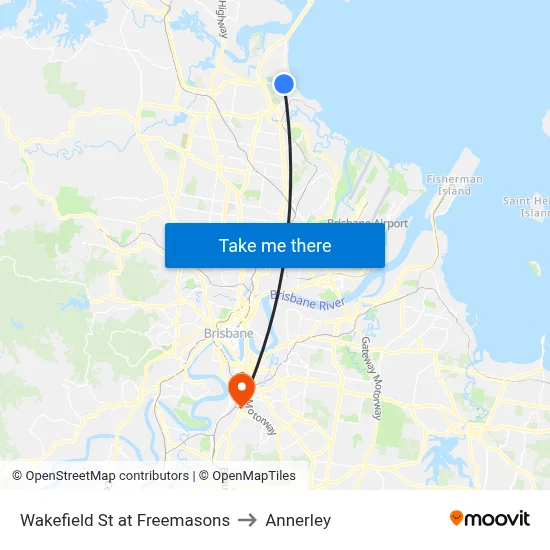 Wakefield St at Freemasons to Annerley map