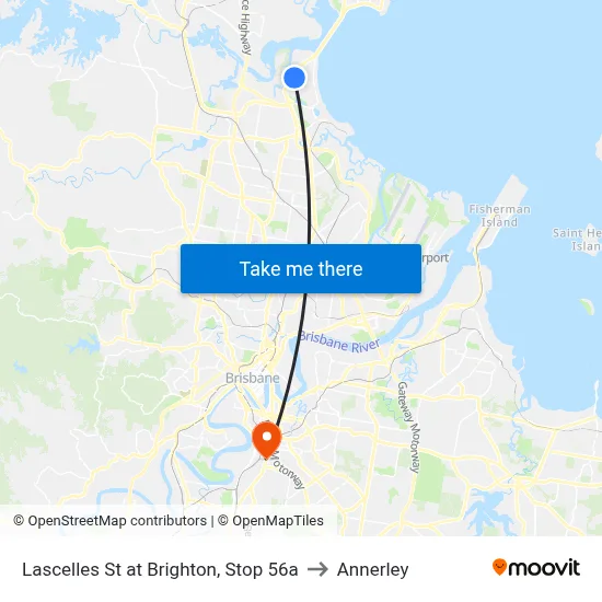 Lascelles St at Brighton, Stop 56a to Annerley map