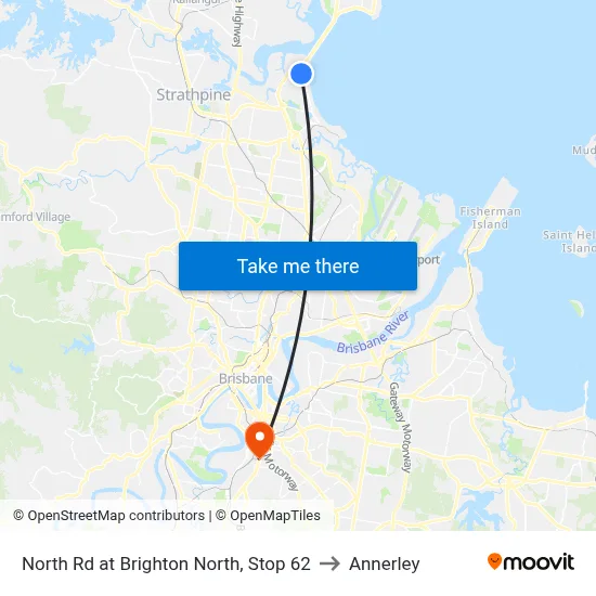 North Rd at Brighton North, Stop 62 to Annerley map
