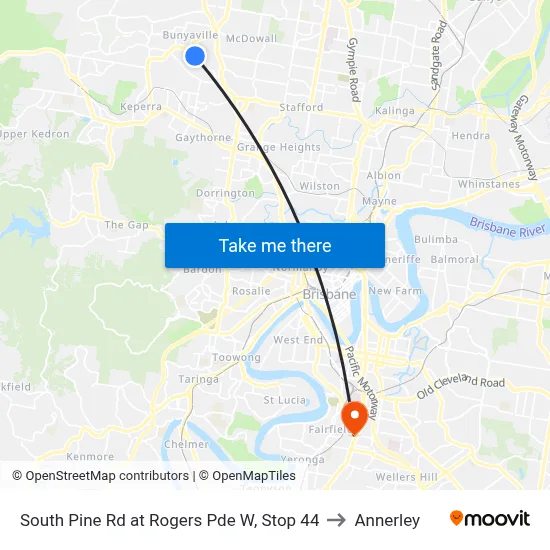 South Pine Rd at Rogers Pde W, Stop 44 to Annerley map
