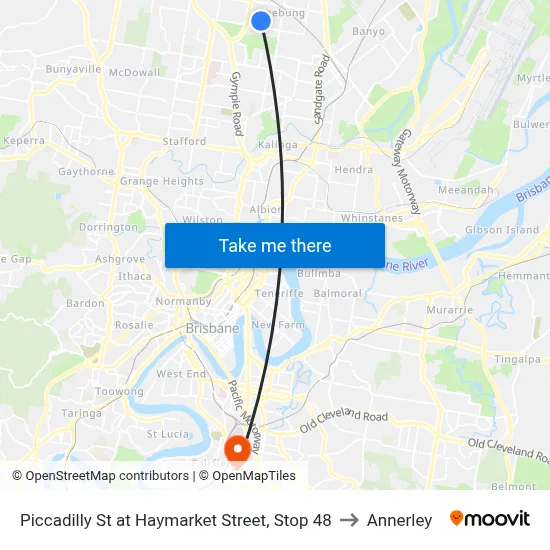 Piccadilly St at Haymarket Street, Stop 48 to Annerley map