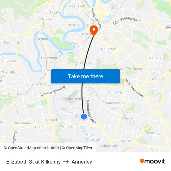 Elizabeth St at Kilkenny to Annerley map
