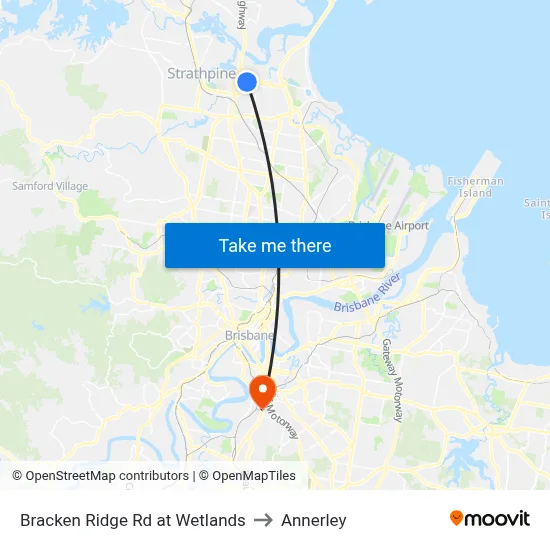 Bracken Ridge Rd at Wetlands to Annerley map