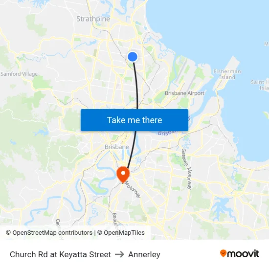 Church Rd at Keyatta Street to Annerley map