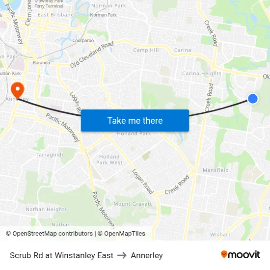 Scrub Rd at Winstanley East to Annerley map