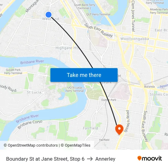 Boundary St at Jane Street, Stop 6 to Annerley map