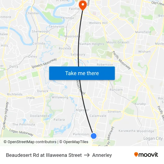 Beaudesert Rd at Illaweena Street to Annerley map
