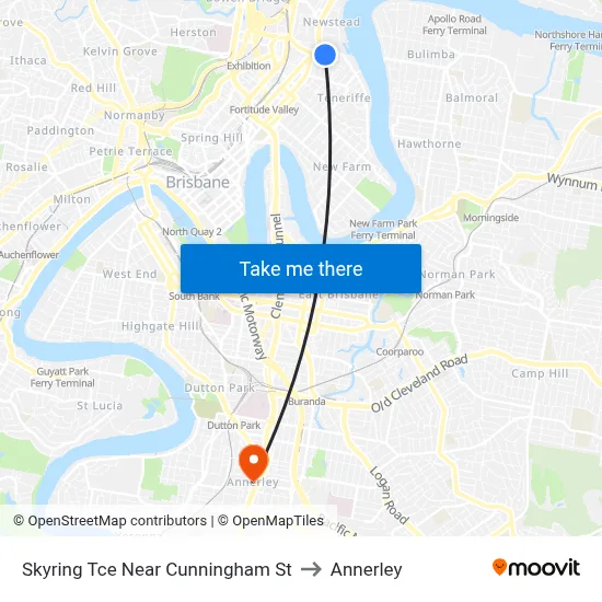 Skyring Tce Near Cunningham St to Annerley map