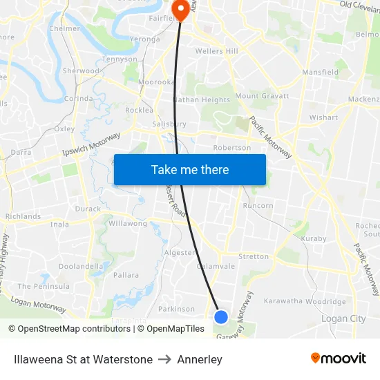 Illaweena St at Waterstone to Annerley map