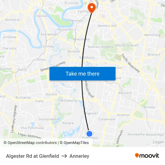 Algester Rd at Glenfield to Annerley map