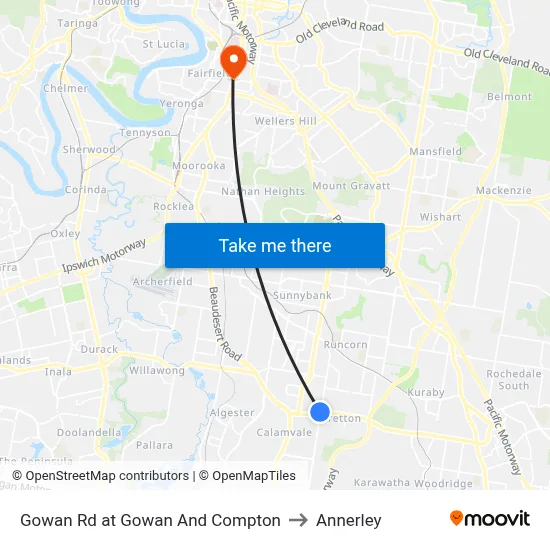 Gowan Rd at Gowan And Compton to Annerley map