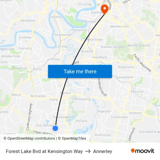 Forest Lake Bvd at Kensington Way to Annerley map