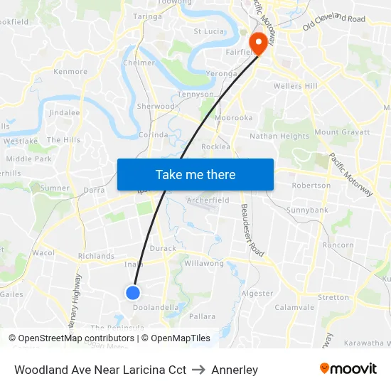 Woodland Ave Near Laricina Cct to Annerley map