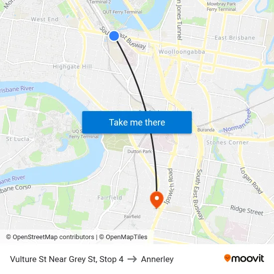 Vulture St Near Grey St, Stop 4 to Annerley map