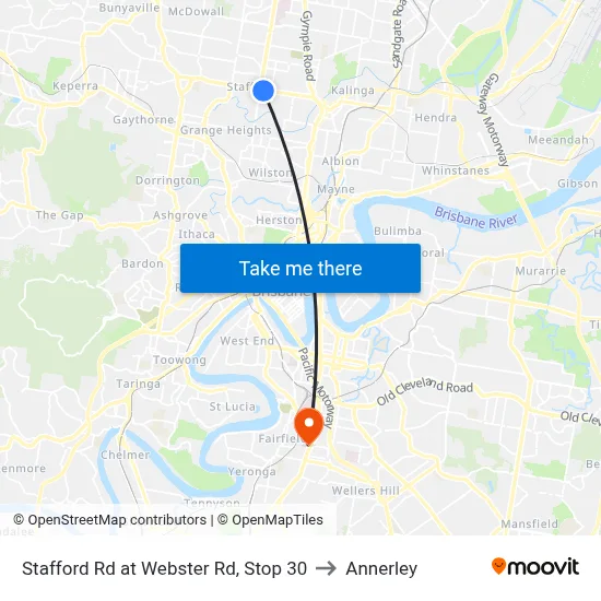 Stafford Rd at Webster Rd, Stop 30 to Annerley map