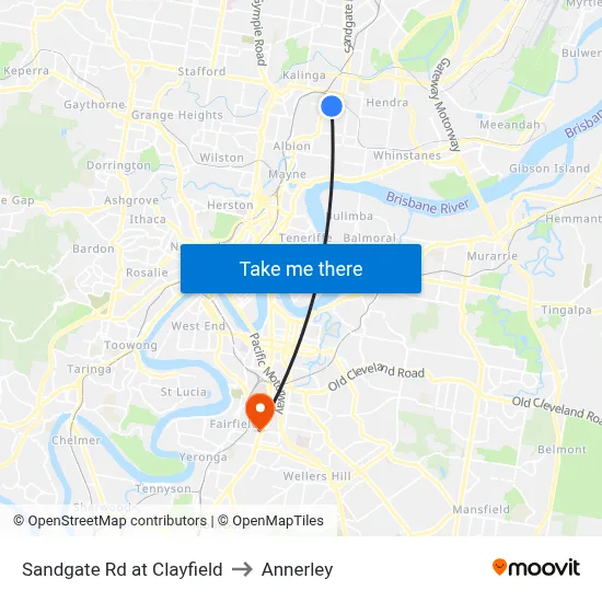 Sandgate Rd at Clayfield to Annerley map
