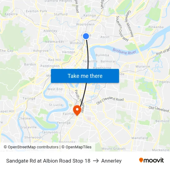 Sandgate Rd at Albion Road Stop 18 to Annerley map