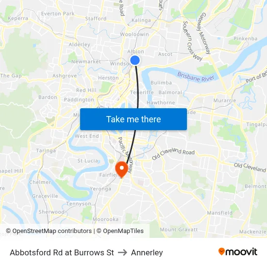 Abbotsford Rd at Burrows St to Annerley map