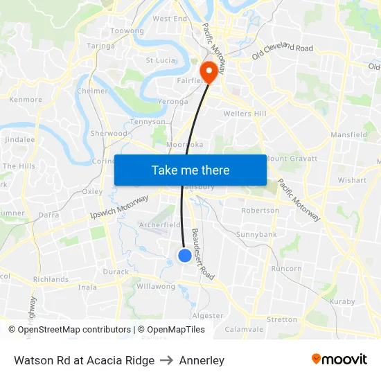 Watson Rd at Acacia Ridge to Annerley map