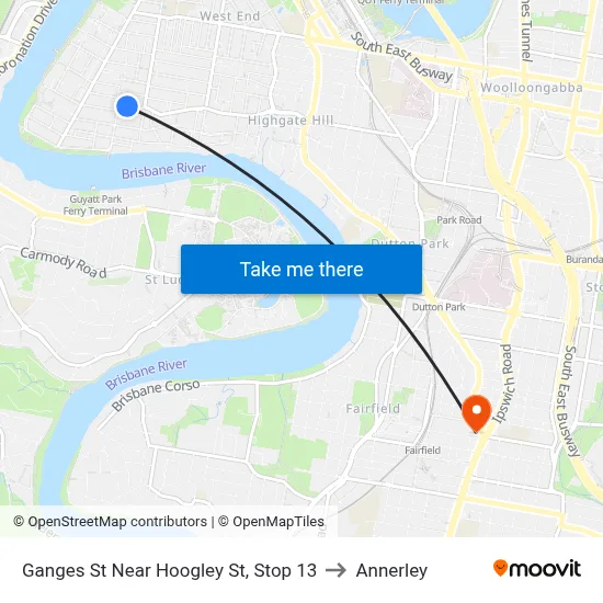 Ganges St Near Hoogley St, Stop 13 to Annerley map