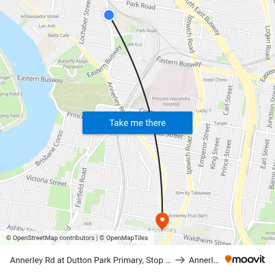 Annerley Rd at Dutton Park Primary, Stop 10 to Annerley map
