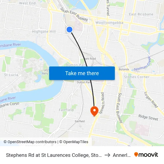 Stephens Rd at St Laurences College, Stop 7 to Annerley map