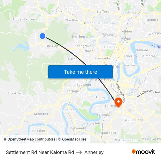 Settlement Rd Near Kaloma Rd to Annerley map