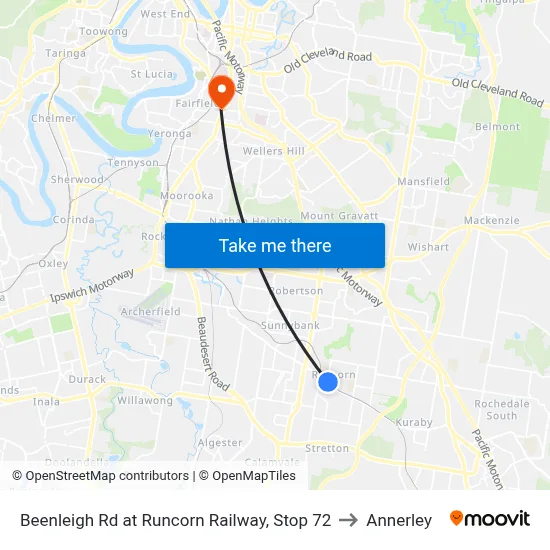 Beenleigh Rd at Runcorn Railway, Stop 72 to Annerley map