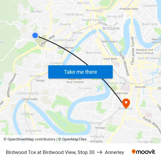Birdwood Tce at Birdwood View, Stop 30 to Annerley map