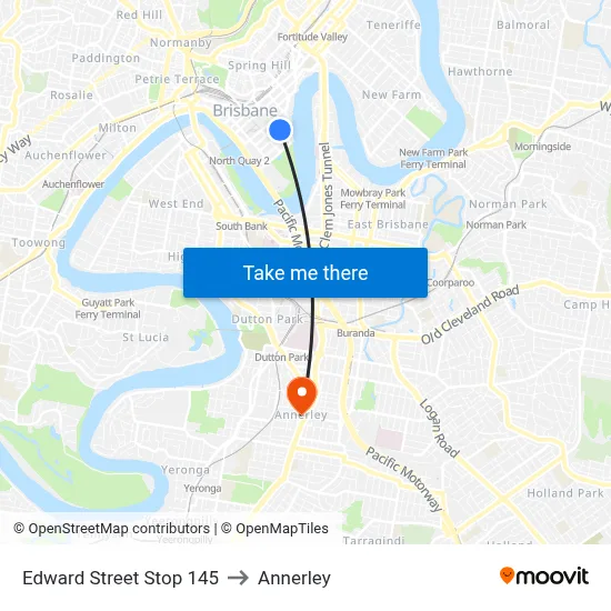 Edward Street Stop 145 to Annerley map