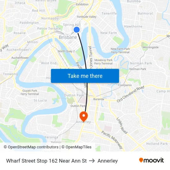 Wharf Street Stop 162 Near Ann St to Annerley map