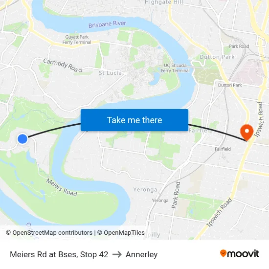 Meiers Rd at Bses, Stop 42 to Annerley map