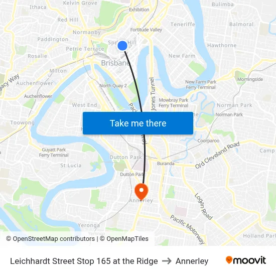 Leichhardt Street Stop 165 at the Ridge to Annerley map