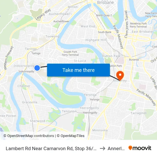 Lambert Rd Near Carnarvon Rd, Stop 36/27 to Annerley map