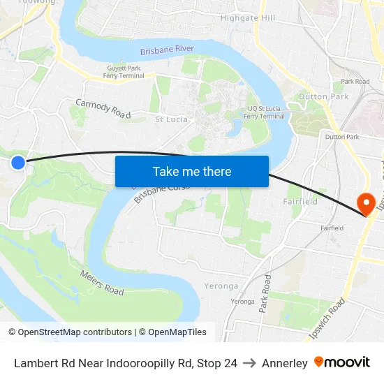 Lambert Rd Near Indooroopilly Rd, Stop 24 to Annerley map