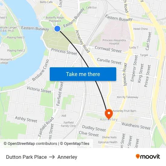 Dutton Park Place to Annerley map