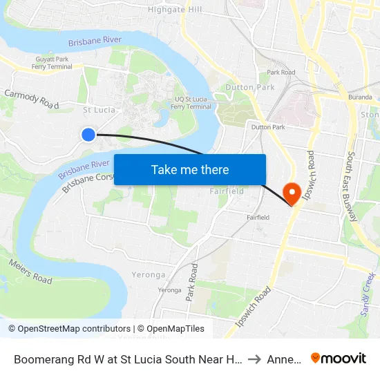 Boomerang Rd W at St Lucia South Near Hawken Dr to Annerley map
