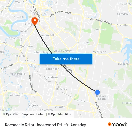 Rochedale Rd at Underwood Rd to Annerley map