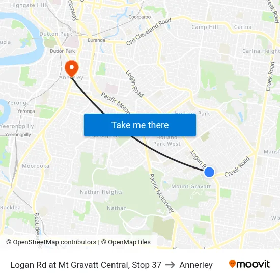 Logan Rd at Mt Gravatt Central, Stop 37 to Annerley map