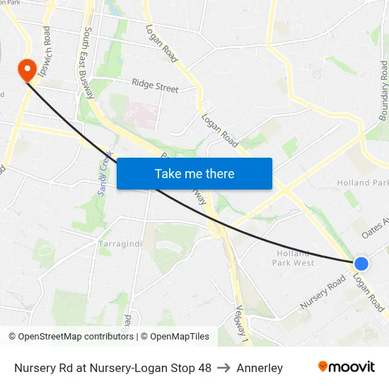 Nursery Rd at Nursery-Logan Stop 48 to Annerley map