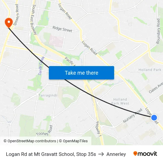 Logan Rd at Mt Gravatt School, Stop 35s to Annerley map