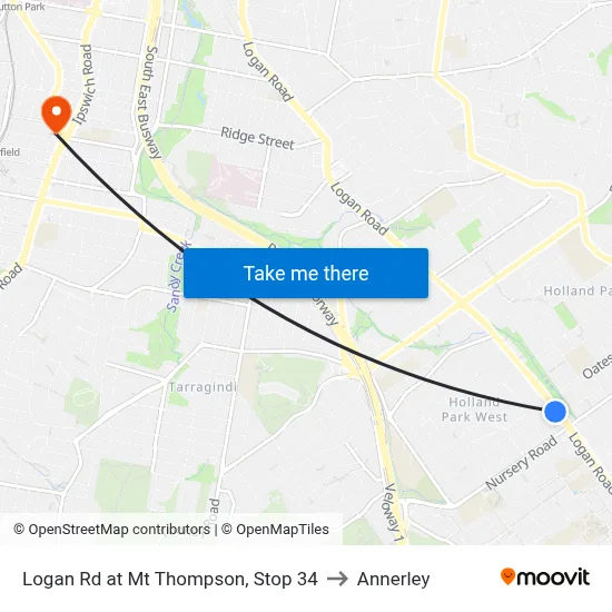 Logan Rd at Mt Thompson, Stop 34 to Annerley map