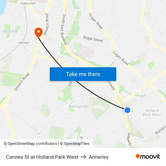 Cannes St at Holland Park West to Annerley map