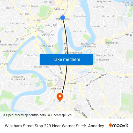 Wickham Street Stop 229 Near Warner St to Annerley map